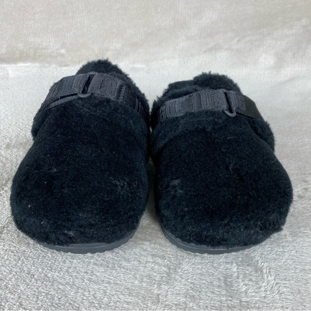 UGG Fluff It Mens Slipper Mule Size 9 Black Sheepskin Slip On Adjustable - Picture 5 of 11